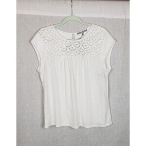 Daniel Rainn Blouse Top White Bodice Lace L‎ Dainty Feminine Summer Casual NWT